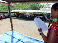 Laura Epifania F. hato’o apresiasaun programa PNDS iha Suku Maluru, Quelicai-Baucau