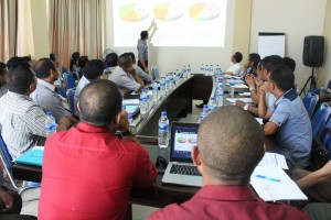 Apresentasaun progresu global implementasaun programa PNDS ba tinan 2015, husi Xefe Departementu Implementasaun programa, sr. Marcio J. Marcal 