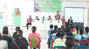 Diretora PNDS, Dulce Guterres Junior, fo hela ninia intervensaun iha Seminariu Kona-ba Partisipasaun no Hakbi’it Feto Hodi Hasaé Redemento Ekonomia Familia Nian Liu Husi Programa Dezenvolvimento Suku ba Implementasaun Programa PNDS iha Munisipiu Aileu.