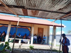 Antonio Gregorio nudar Reprezentante Administrador Munisípiu Viqueque, Hato'o Agradese ba PNDS iha Inaugura Moru Haleu Escola Filial Bibileo.