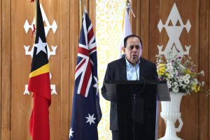 Sua Exelénsia Ministru Administrasaun Estatál, Tomás do Rosário, halo intervensaun iha konfresia Internasional Sidade Amigas entre Governu Timor-Leste ho Governu Ausrtalia.