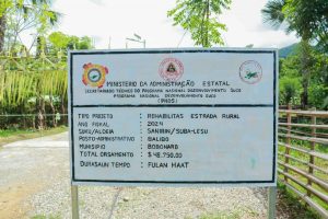 Quadru Projetu ba implementasaun projetu estrada rural.