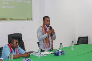 Sekretariu Ezekutivu PNDS, Amandio Paulino Gastão Do Rosário De Sousa, halo intervensaun iha atividade Sosializasaun Matadalan Operasaun PNDS.