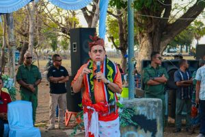 Ministru Administrasaun Estatal Tomás do Rosário Cabral, halo intervensaun iha seremonia inagurasaun Be'e Mos.