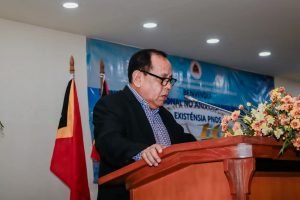 Sua Exelénsia Ministru Administrasaun Estatal, Tomás do Rosário Cabral, halo intervensaun iha Konferénsia Nasionál no Anivesáriu ba Dala-10 Ezisténsia PNDS.