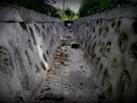 Close up of the new drainage system in suku Sabuli, Dili.