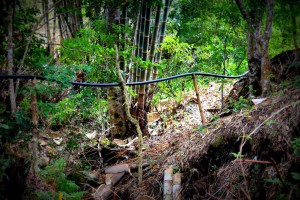 Black PVC piping in the country side of Umaheuk.