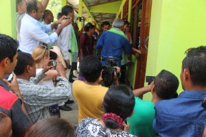 President of the Oecusse Ambeno Special Administrative Region Authority accompanied by Mrs Neryl Lewis, Councellor for Rural Development from the Australian Government, have a close look at the construction built by the Community itself