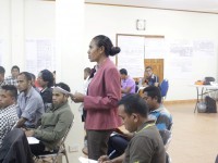 Role-play on how communities raise concerns in village accountability meetings