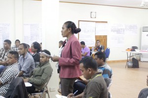 Role-play on how communities raise concerns in village accountability meetings