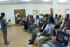 Participants are concentrating very hard during training provided by training facilitators 